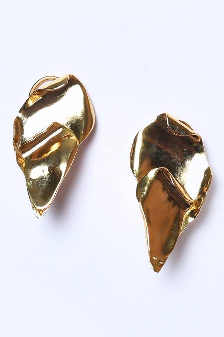 Nepra By Neha Goel_Gold Plated Geometric Shape Studs_Online_at_Aza_Fashions
