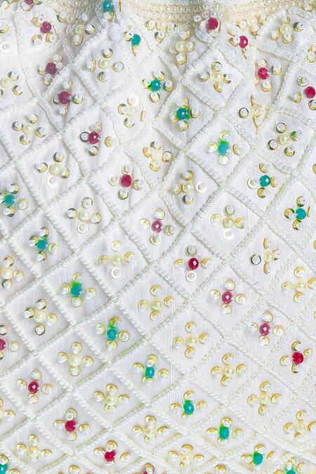 Buy_Aloha By PS_White Beads, Embroidery Embellished Tassel Potli Bag_Online_at_Aza_Fashions