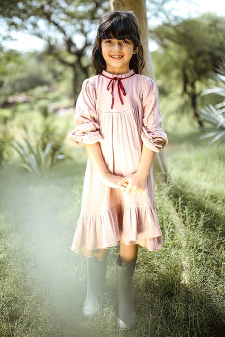 Girls pink shop cotton dress