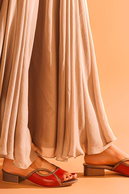 Oceedee_Grey Alaya Peep Toe Flats_Online_at_Aza_Fashions