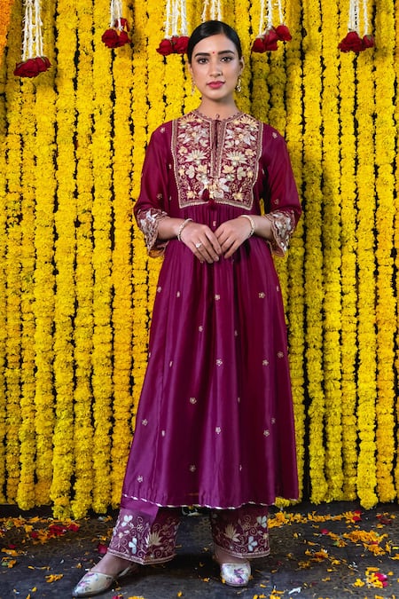 Label Niti Bothra Embroidered Kurta & Palazzo Set 