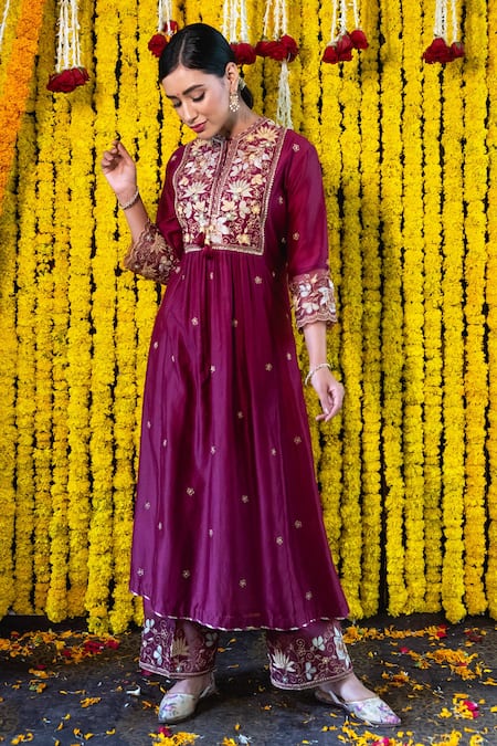 Label Niti Bothra Embroidered Kurta & Palazzo Set 