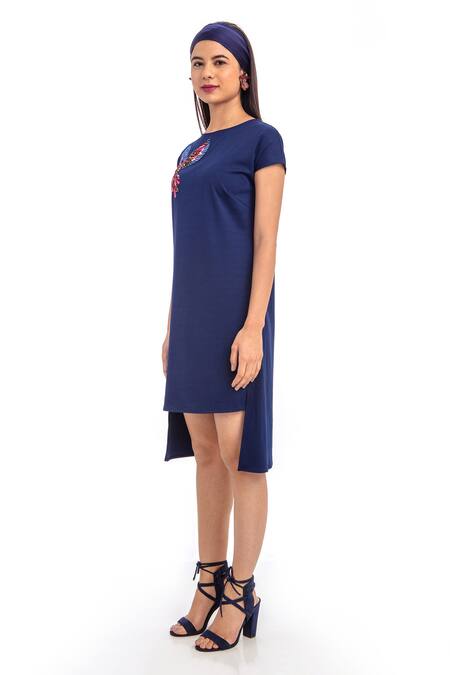Shop_Gaya_Blue Polyester Embroidered Dress_Online_at_Aza_Fashions