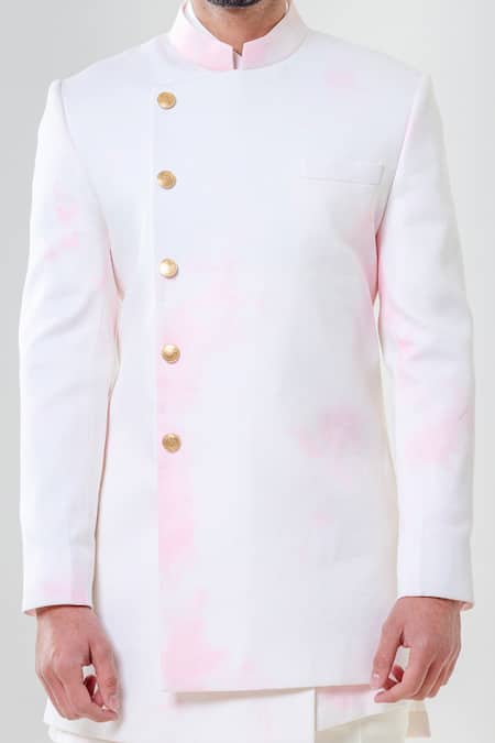 Amrit Dawani Ivory Cotton, Silk Marble Dye Effect Jhodhpuri Set Online at Aza Fashions Amrit Dawani_Ivory Cotton, Silk Marble Dye Effect Jhodhpuri Set _Online_at_Aza_Fashions