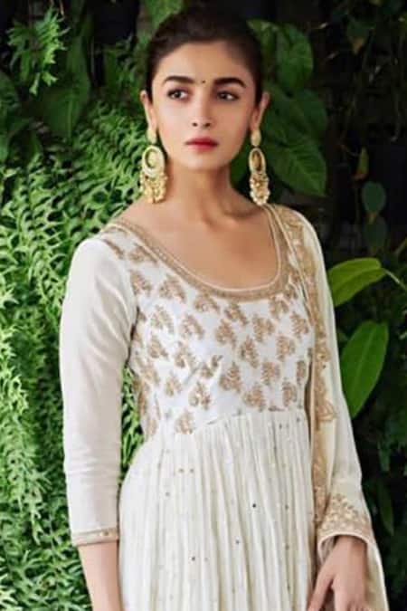 Shop_PUNIT BALANA_White Silk Chanderi Embroidered Marodi U Neck Anarkali Set _at_Aza_Fashions