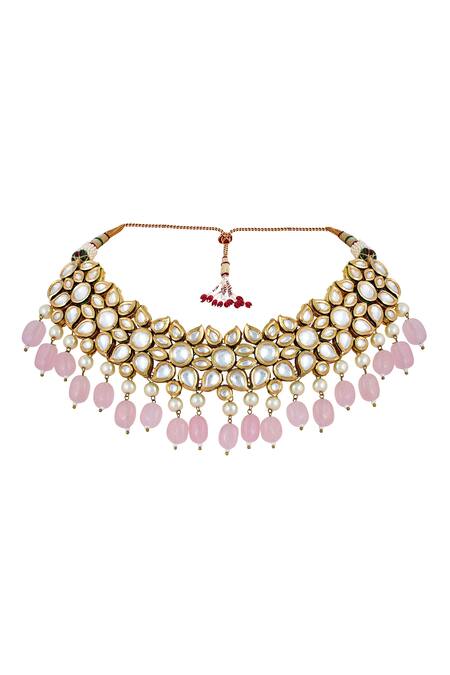 Shop Anayah Jewellery Gold Plated Kundan Alice Choker Set at Aza Fashions Shop_Anayah Jewellery_Gold Plated Kundan Alice Choker Set_at_Aza_Fashions