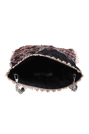 The Purple Sack_Black Embroidery, Beads Potli Bag _at_Aza_Fashions