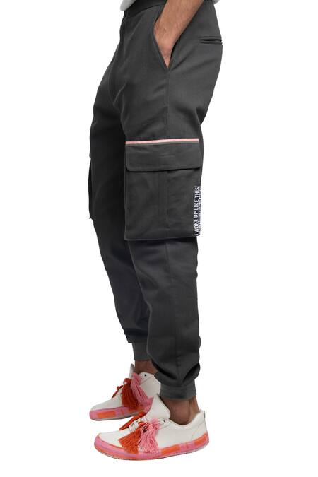 All2defy_Grey Denim Joggers_Online_at_Aza_Fashions