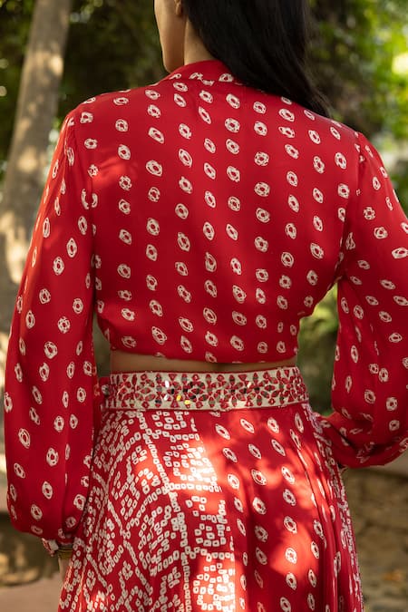 Basanti - Kapde Aur Koffee Bandhani Print Lehenga Set 