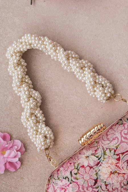 Buy_Amyra_Pink Embroidery Elora Woven Clutch _Online_at_Aza_Fashions