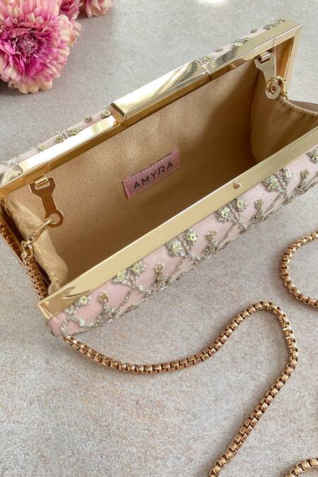 Buy Amyra Pink Embroidery Anya Box Clutch Online at Aza Fashions Buy_Amyra_Pink Embroidery Anya Box Clutch _Online_at_Aza_Fashions