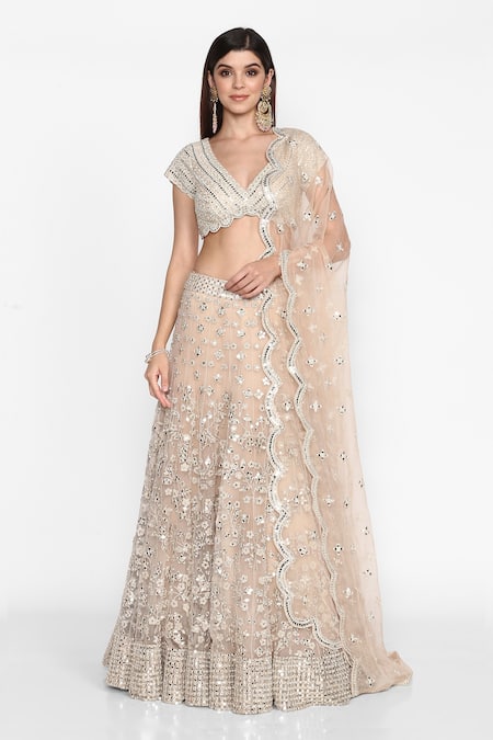 Ivory Embroidered Lehenga Set Design by Abhinav Mishra at Pernia's Pop Up  Shop 2024