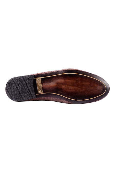 Buy_Artimen_Brown Woven Textured Handcrafted Loafers _Online_at_Aza_Fashions