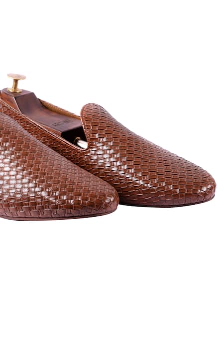 Shop_Artimen_Brown Woven Textured Handcrafted Loafers _Online_at_Aza_Fashions