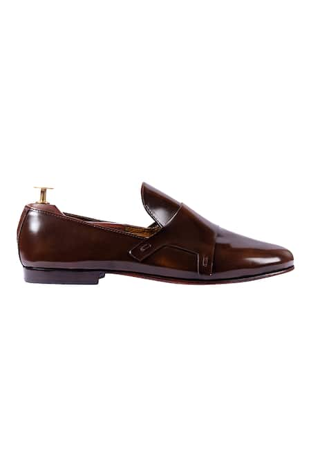 Artimen Brown Plain Double Monk Shoes   3