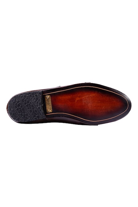 Artimen Brown Plain Double Monk Shoes   4