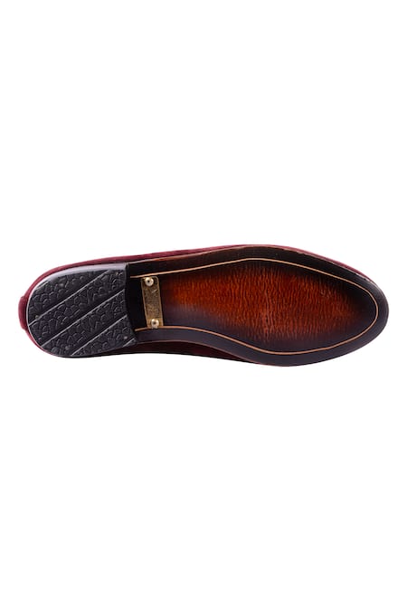 Buy_Artimen_Maroon Velvet Embroidered Loafers _Online_at_Aza_Fashions