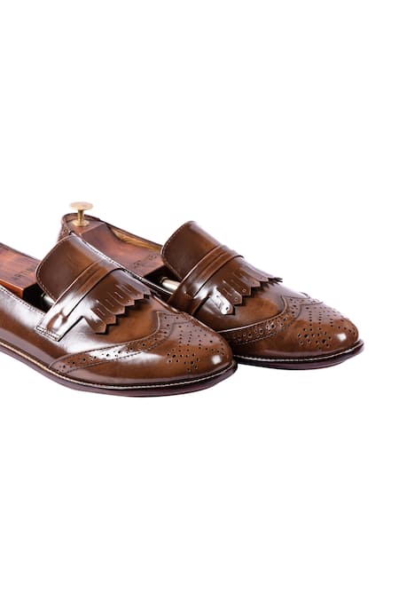 Shop_Artimen_Brown Brogue Kiltie Loafers _Online_at_Aza_Fashions