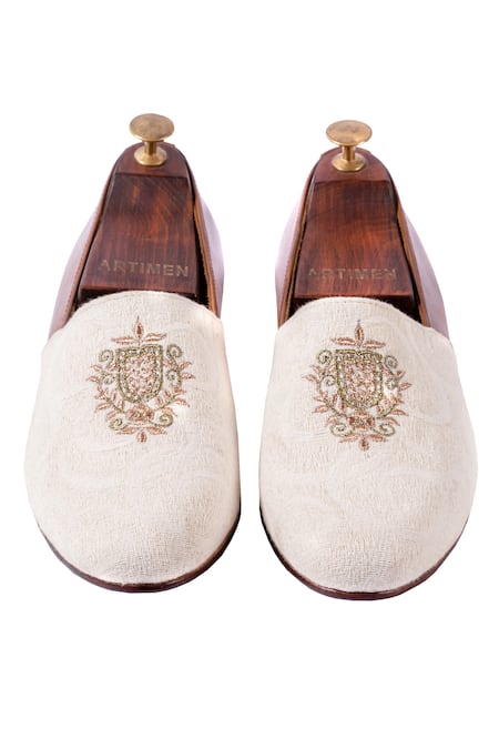 Shop Artimen Brown Handcrafted Embroidered Espadrilles at Aza Fashions Shop_Artimen_Brown Handcrafted Embroidered Espadrilles _at_Aza_Fashions