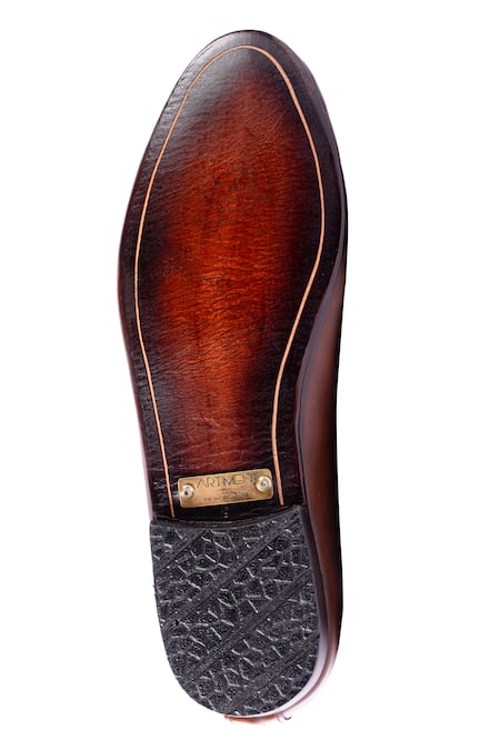 Buy_Artimen_Brown Handcrafted Embroidered Juttis _Online_at_Aza_Fashions