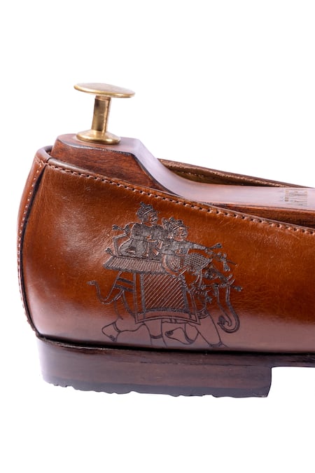 Shop_Artimen_Brown Handcrafted Embroidered Juttis _Online_at_Aza_Fashions