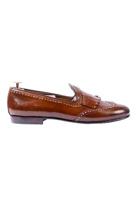 Artimen_Brown Handcrafted Kiltie Loafers _Online_at_Aza_Fashions