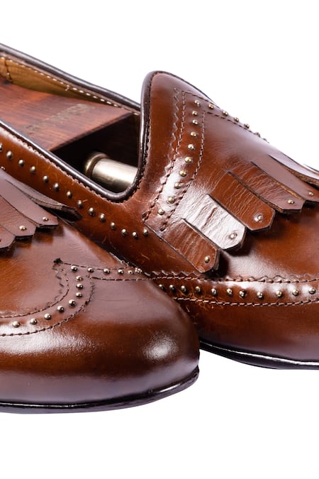 Shop_Artimen_Brown Handcrafted Kiltie Loafers _Online_at_Aza_Fashions