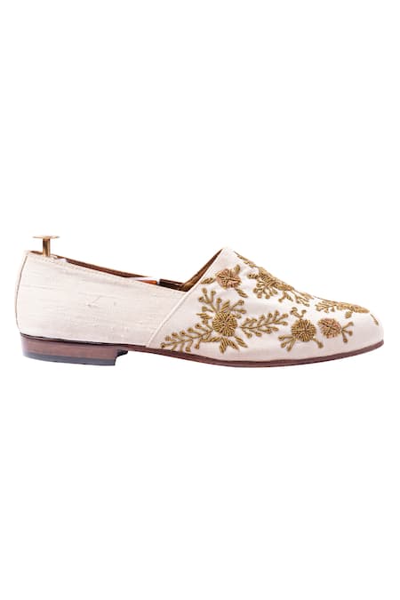 Artimen_White Velvet Embroidered Espadrilles _Online_at_Aza_Fashions