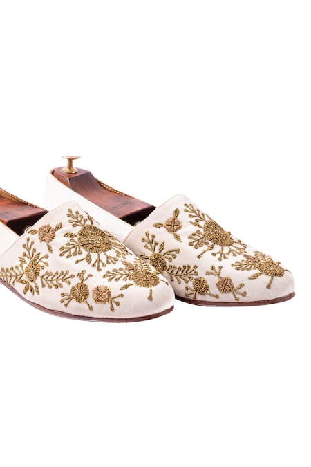 Shop_Artimen_White Velvet Embroidered Espadrilles _Online_at_Aza_Fashions