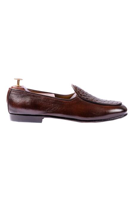 Artimen_Brown Handwoven Leather Loafers _Online_at_Aza_Fashions