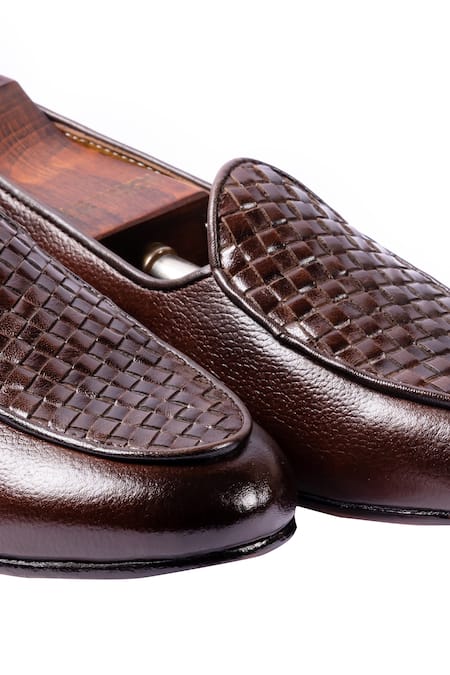 Shop_Artimen_Brown Handwoven Leather Loafers _Online_at_Aza_Fashions