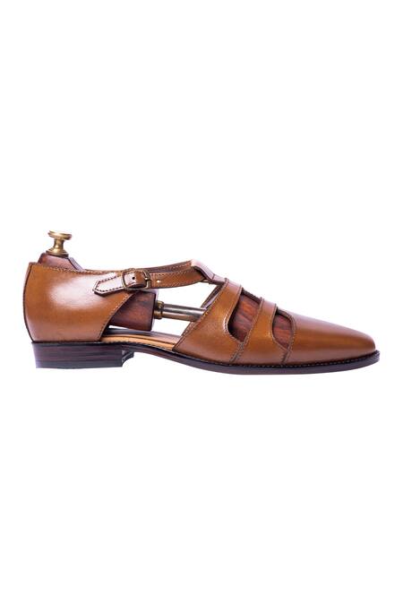 Artimen_Brown Handcrafted Cutout Sandals _Online_at_Aza_Fashions