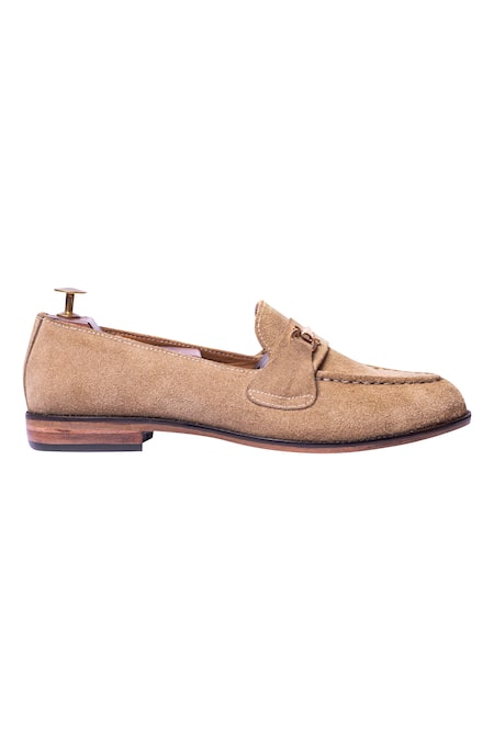 Artimen_Beige Handcrafted Suded Horsebit Loafers _Online_at_Aza_Fashions