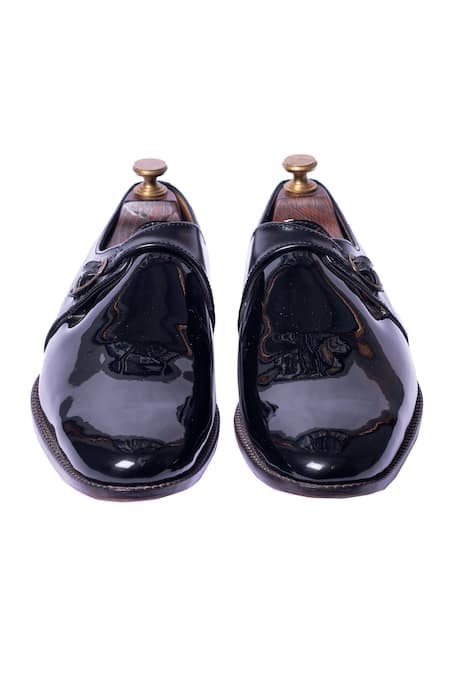 Shop Artimen Black Handcrafted Single Monk Shoes at Aza Fashions Shop_Artimen_Black Handcrafted Single Monk Shoes _at_Aza_Fashions
