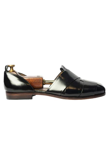 Buy_Artimen_Black Handcrafted Cutout Sandals _Online_at_Aza_Fashions