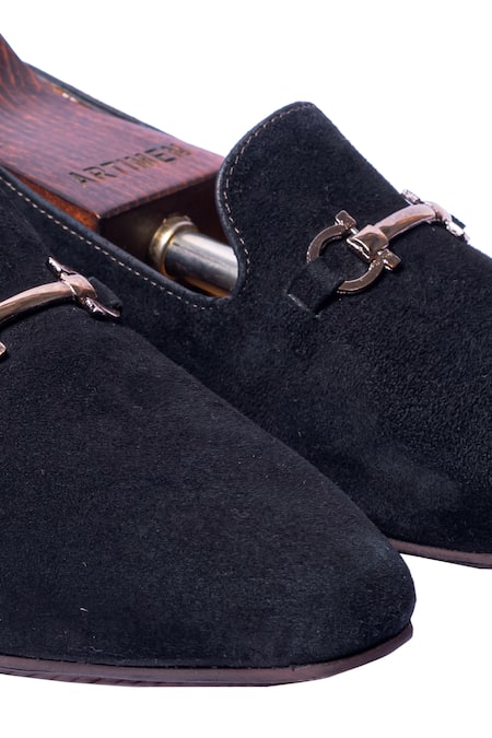 Shop_Artimen_Black Handcrafted Horsebit Loafers _Online_at_Aza_Fashions