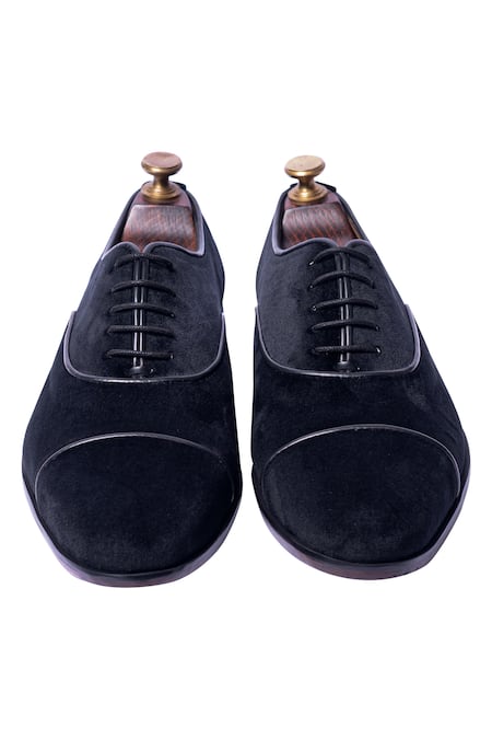 Shop_Artimen_Black Handcrafted Velvet Oxfords  _at_Aza_Fashions