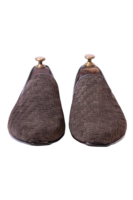 Shop_Artimen_Brown Handwoven Textured Loafers  _at_Aza_Fashions