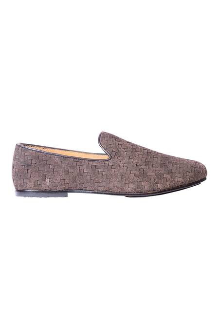 Artimen_Brown Handwoven Textured Loafers  _Online_at_Aza_Fashions