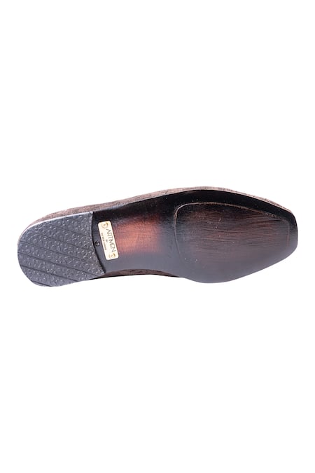 Buy_Artimen_Brown Handwoven Textured Loafers  _Online_at_Aza_Fashions