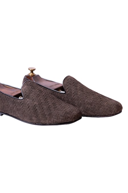Shop_Artimen_Brown Handwoven Textured Loafers  _Online_at_Aza_Fashions
