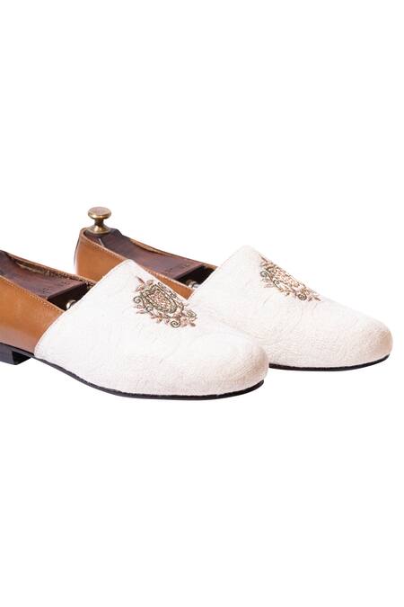 Shop Artimen White Handcrafted Colorblock Espadrilles Online at Aza Fashions Shop_Artimen_White Handcrafted Colorblock Espadrilles _Online_at_Aza_Fashions