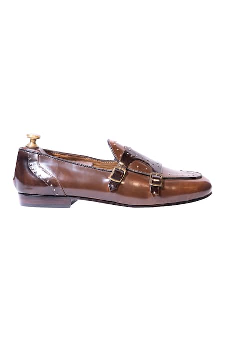 Artimen Brown Handcrafted Double Monk Loafers Online at Aza Fashions Artimen_Brown Handcrafted Double Monk Loafers _Online_at_Aza_Fashions