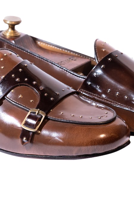 Shop Artimen Brown Handcrafted Double Monk Loafers Online at Aza Fashions Shop_Artimen_Brown Handcrafted Double Monk Loafers _Online_at_Aza_Fashions