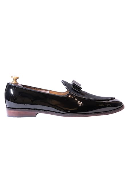 Artimen_Black Handcrafted Bow Loafers _Online_at_Aza_Fashions