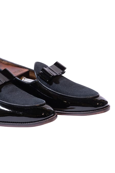 Shop_Artimen_Black Handcrafted Bow Loafers _Online_at_Aza_Fashions