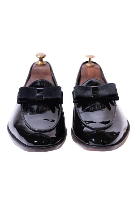 Shop_Artimen_Black Handcrafted Bow Loafers  _at_Aza_Fashions