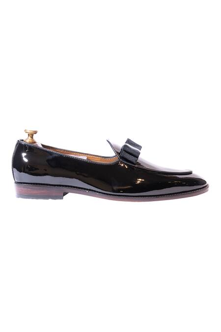 Artimen_Black Handcrafted Bow Loafers  _Online_at_Aza_Fashions