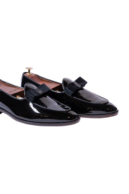 Shop_Artimen_Black Handcrafted Bow Loafers  _Online_at_Aza_Fashions