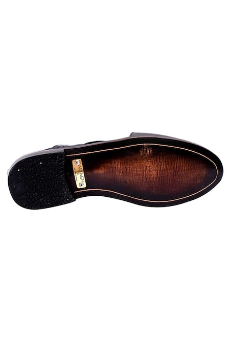 Buy_Artimen_Black Plain Brad Punch Peshawaris _Online_at_Aza_Fashions